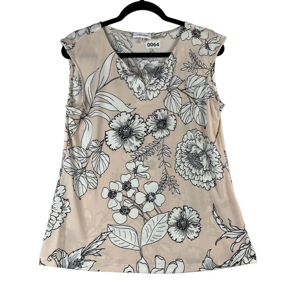 Calvin Klein Women Pink Peach Cap Sleeve T-Shirt M Chain Links - Picture 1 of 7